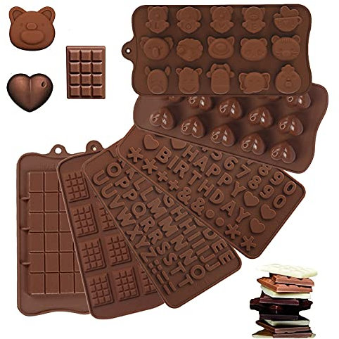 6pcs Moules à Tablette de Chocolat Moule à Chocolat En Silicone Moulle Chocolat Silicone Moule à Chocolat Antiadhésif Pour Faire Des Gâteaux Muffins Au Chocolat Et Aux Bonbons 6 Formes