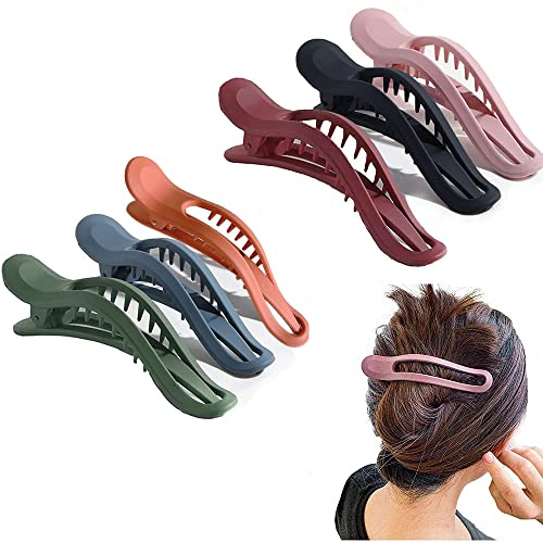 6 Piezas Pinza para el Cabello, Pinza de Pelo Grande, Clips de Pelo Fuertes, Pinza de Pelo Multicolor, Horquilla de Pico de Pato, Pinza de Pelo Clásica, Horquilla para Damas, Barbería(6 Colores)