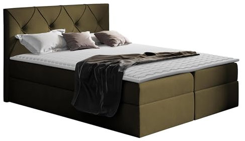 Mirjan24 Boxspringbett Nakir mit 2 Bettkästen, Matratze, Topper, Stilvoll Bett mit Kopfteil, Doppelbett, Schlafzimmer (Zetta 297, 200 x 200 cm)