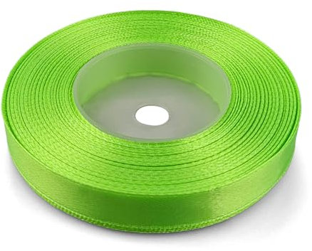 Netuno 1x Satinband Neon-Grün 12 mm x 32 m Geschenkband Hochzeit Deko Stoffband Schleifen farbig zum Verpacken Dekoration Geschenke Schleifenband bunt Schleifenbänder Satinbänder silk ribbon
