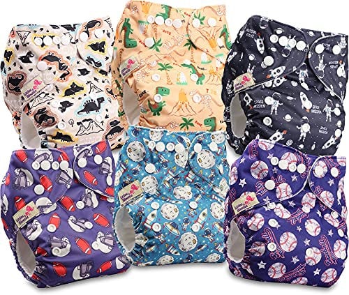 Littles and Bloomz FLP2-0604 Windel, wiederverwendbar, Standard-Popper, 6 Windeln