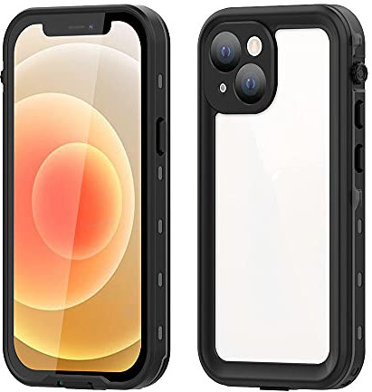 RUEBCOAK Waterproof Case for iPhone 13 Mini, Fully Sealed Underwater IP68 Waterproof Shockproof Dustproof Full-Body Protective Clear Cover Built-in Screen Protector for iPhone 13 Mini 5.4'' (Black)