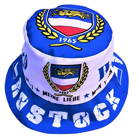 Generisch Fan-Hut für Rostock-Fußballfans, Erwachsene, Unisex, Bucket-Hut, Rot, Schwarz, Weiß, Blau, Stadion, Ferien, Klub, Fußball, Angeln