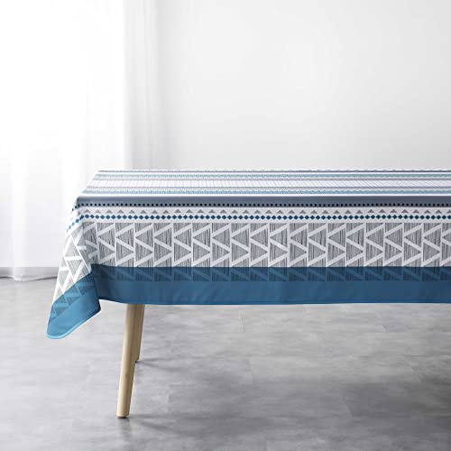 Douceur d'Intérieur, Nappe Rectangle 150 x 240 cm Polyester Imprimé, Pacome Bleu 1722935