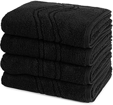 Ross - 4 teiliges Frottier-Set - Cashmere Feeling (4 X Handtuch im Set) - 520 g/m2 - Baumwolle - Walkfrottee - saugstark - weich und flauschig - Schwarz