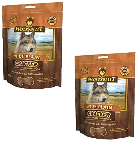 Wolfsblut Cracker Wide Plain con carne de caballo y batata para perros para recompensa, paquete doble, 2 x 225 g