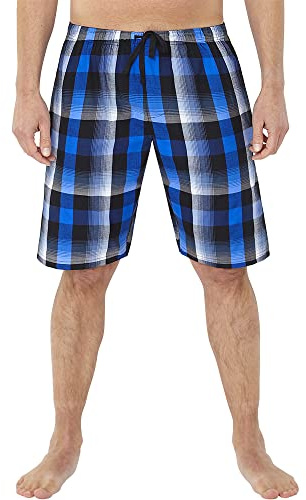 Just Essentials Mens Check Pyjama Sleep Shorts Pyjama Sets Separates UK Seller - Black/Royal Lightweight Shorts - Small
