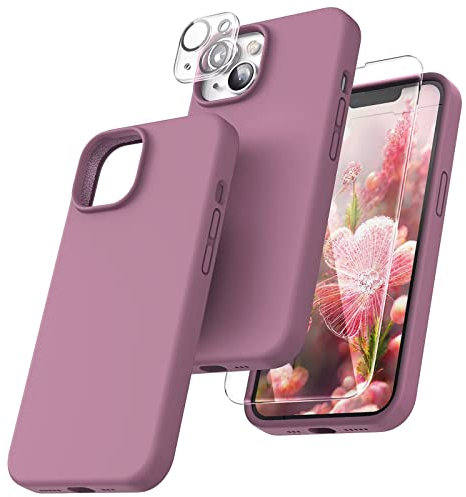 TOCOL Silicone for iPhone 14 Plus Case 6.7-Inch, Liquid Silicone Multi-Color Slim Silky-Soft Touch Anti-Scratch Shockproof Protective Phone Cover, Lilac Purple