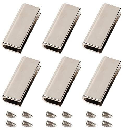 GORGECRAFT 6 Sets Gürtelspitze mit 12 Stück Schraube Gürtelschnalle Ende Spitze 1 Zoll Gurtband Spitze Gurt Endkappen für Gurtband Gürtel Clip Reparatur Gürtel Ende DIY Nähhandwerk(Platinum)