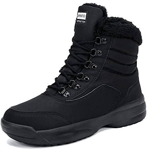 Dannto Stivali da Neve Donna Inverno Scarpe Outdoor Antiscivolo Pelliccia Invernali Stringate(nero,37)