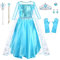 URAQT Kostüm Kinder Mädchen, 9-teiliges Set Kleid Kinder mit Krone Diadem Handschuhe Zauberstab für Weihnachten Verkleidung Karneval Halloween Geburtstag Party,130CM