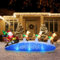 Funflatable Aufblasbarer Weihnachtsmann mit Rentier-Schlitten mit LED-Lichtern, für drinnen und draußen, 3 m lang, aufblasbar, Weihnachtsschmuck