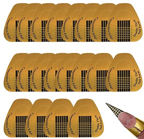 20 Pieces Acrylic Nail Forms, Gold Horseshoe Nail Extension Tips for Acrylic Nails, UV Gel Nail Extension Forms Guide Stickers