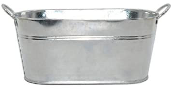 HERSIG - Cubo Metal con Asas Grande | Macetero Ovalado - 28,5/14,5x24/10x12,5cm