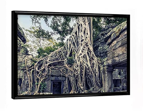 artboxONE Poster mit schwarzem Rahmen 18x13 cm Städte TA Prohm-Tempel - Bild TA prohm asiatisch Baum