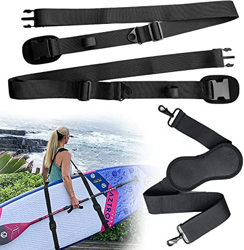 JEEZAO SUP Tragegurt, Kajak Schultergurt Verstellbarer, Hochleistungs Tragegurt für Surfbretter Paddleboard Longboard Stand Up Paddle Board (Schwarz)