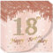 Rose Gold Happy 18th Birthday Napkins, Girls' 20-Piece Party Paper Napkins, Her 18th Birthday Gifts, Tableware Decorations