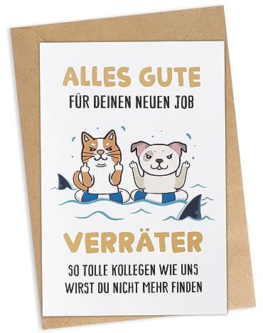 Kollege Karte Alles Gute für Deinen neuen Job mit Umschlag Klappkarte Geschenk zum Abschied Jobwechsel Abschiesgeschenk Lustige Abschiedskarten für Arbeitskollegen Kollegen Freunde