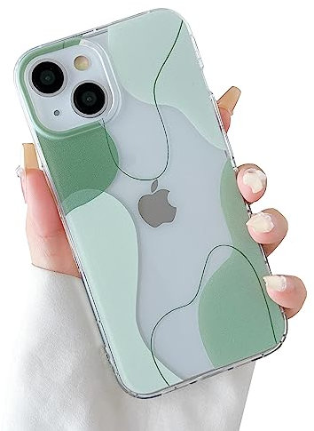 DEFBSC Compatible with iPhone 15 Case, Transparent Color Mix Aesthetic Design Soft TPU Bumper Slim Thin Shock-Absorbing Protective Phone Cover - Green