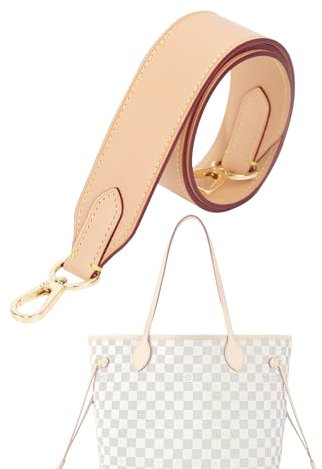 XYJG Vachetta Leder Schulterriemen, Ersatz-Umhängetaschengurt für Neverfull mit O-Ringen, Umhängeriemen aus Rindsleder (Beige, Länge 110cm, Breit 4cm)