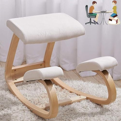 Ergonomischer Kniestuhl, Ergonomischer Schreibtischstuhl, Schaukel-Kniesitz, Mit OrthopäDischen Weichen Kniekissen, Variable Balans, Zur Korrektur Der Aufrechten KöRperhaltung,Beige