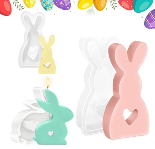3 Piezas Molde de Silicona de Conejo de Pascua, ZoneYan 3D Pascua Molde de Silicona Conejo, Molde de Conejo para Pascua, Molde de Silicona para Hacer Velas, Yeso y Decoración de Pascua