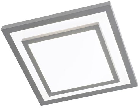 casa NOVA LED-Deckenleuchte - 41 x 41 cm - Grau - Weiß - Kunststoff - dimmbar