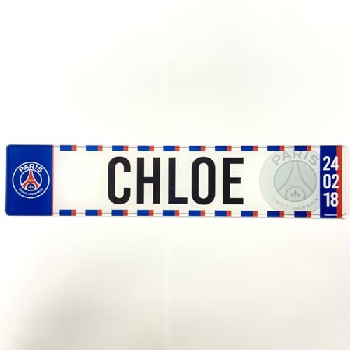 Paris Saint Germain - Matricula Metacrilato Personalizada Equipo de Futbol - Matricula con Nombre - 38cm x 8cm - Placa Impresion Directa - Nombres Decorativos Personalizados