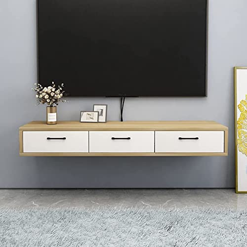 SIBEG An der Wand montiertes TV-Gerät, schwebender TV-Ständer, Wandmontage, Medienkonsole, Unterhaltungsregal, Wandmontage, TV-Schrank mit 3 Türen, 100 cm B/B