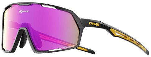 KAPVOE Polarisiert Fahrradbrille Herren Damen MTB Brille TR90 Rahmen Rennrad Brille UV400 Schutz Radbrille Sport Sonnenbrille für Radfahren Laufen Volleyball Baseball Golf Radsportbrille Lila