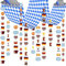 HONMOK Oktoberfest-Hängende-Banner Blau Weiß - Bayrische Wiesn Deko Set Mit Girlande Und Foto Requisiten für Bierfest Bavaria Bierzelten Bayern - 270x30cm