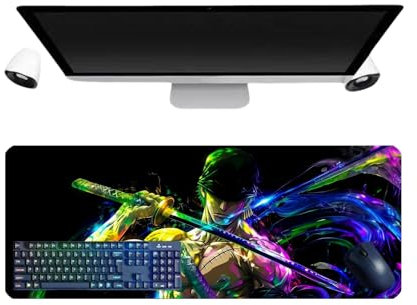 One Piece Roronoa Zoro Anime Tapis de Souris XL Multifonction Gaming Tapis de Souris 3mm Bureau Anti-Glissant Surface Texturée pour Ordinateur pour Ordinateur Gamer-Bureau-Maison et Portables