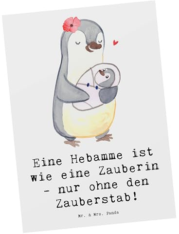 Mr. & Mrs. Panda Postkarte Hebamme Magie - Geschenk, Zauberin, bildkarte, Mutter, Grußkarte, Ansichtskarten, Ansichtskarte, Wunder, Beruf, Berufsliebe, Berufsgestaltung, Geburtsbegleitung, Geburt