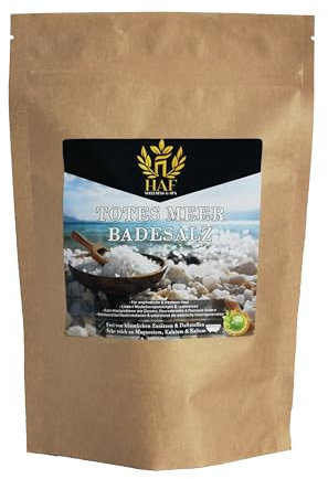 HAF® Premium Totes Meer Badesalz für empfindliche & trockene Haut | Meersalz 100% naturrein aus Jordanien für den Stressabbau | Mineralsalz für guten Schlaf & zur Körperpflege | 500g im Beutel