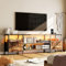 Chleby Mueble de TV para televisor de 70 Pulgadas con 4 cajones, 4 Compartimentos Abiertos, 160 x 40 x 63 cm, Armario de TV con Barra de luz LED y enchufes para salón, Dormitorio, Color marrón