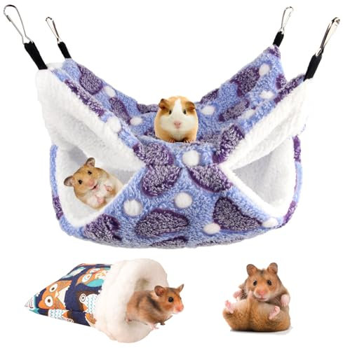 FOSDICK 2 Stück Meerschweinchen Hängematte, Weicher Plüsch Ratten Hängematte, Doppelschicht Kleintier Hängematte, Warme Nager Hängematte, Hamster Hängematte für Frettchen, Guinea Pig, Chinchillas