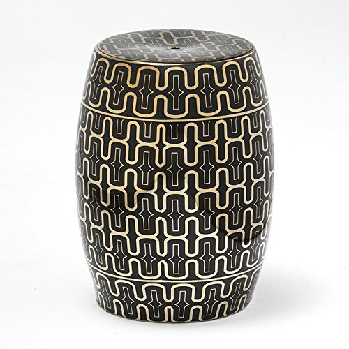 TABURETE 32X32X43 CERAMICA NEGRO/DORADO