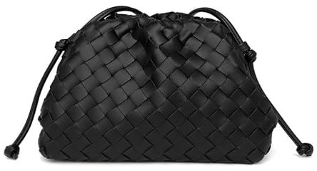 Huralona Elegante Clutch-Geldbörse aus veganem Leder, super weich, mit Wolkenmuster, Clutch-Tasche für Damen, PU-Abendtasche, Handtasche, Schwarz gewebt, Small