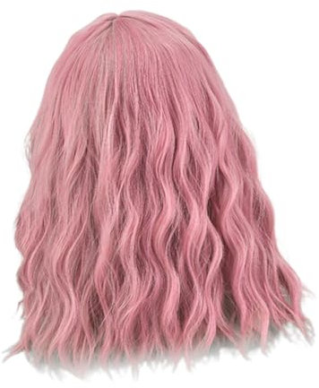 COLLBATH Fashionable Pink Wavy Wig Long Curly Wavy Women Wigs for Cosplay Theme Parties Masquerade