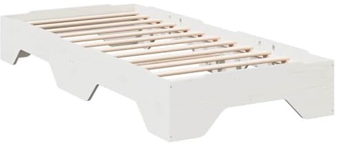 vidaXL Massivholzbett ohne Matratze Stapelbar Weiß 80x200 cm, Bettrahmen, Bett, stapelbares Einzelbett, stapelbares Bett, Stapelbett