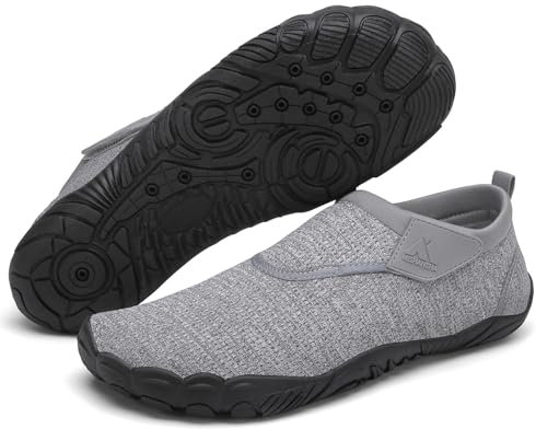 Mishansha Herren Damen Badeschuhe Atmungsaktiv Schnell Trocknend Aquaschuhe Unisex Sommer Wasserschuhe für Outdoor Sports, Aschgrau 40 EU