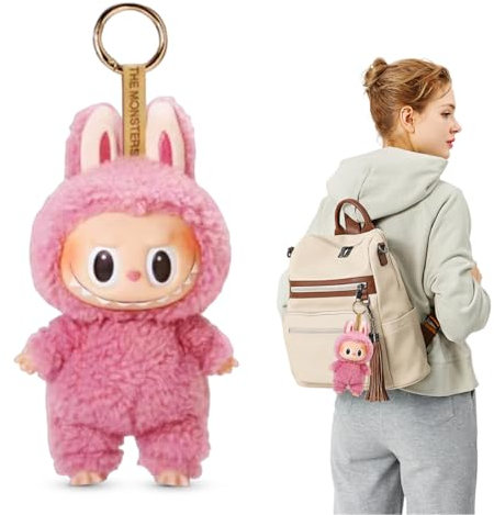 Ambolio Labubu,Labubu Popmart Monster Keychain, Labubu Puppe, Labubu Plüsch Schlüsselanhänger, Labubu Kuscheltier, Labubu Plüsch Anhänger, Labubu Plush Doll, Geschenke für Jungen und Mädchen（Rot）