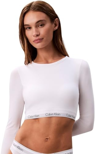 Calvin Klein Damen Bralette Lightly Lined mit Logobund, Weiß (White), L