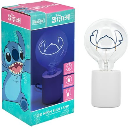 Paladone Stitch-LED-Neonlampe, dekorativ, offizielles Lilo-&-Stitch-Lizenzprodukt, E27-Glas-Glühbirne, Sammlerstück, lustige Lampe für Schlafzimmer und Zuhause