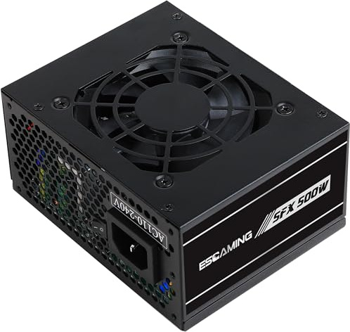 ESGAMING - Fuente de alimentación SFX de 500 W, fuente de alimentación activa PFC PSU silenciosa de 80 mm, ventilador FDB para servidor de juegos de computadora, computadora de factor de forma SFX