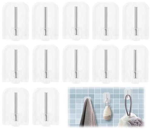 GXGM 12 Ganci Per Tende Senza Bucare, Ganci Adesivi Per Tende, Semplice Senza Cuciture Supporto Cchette Per Tendine, Ganci Autoadesivi Senza Trapano, Per Camere Da Letto, Bagni, Porte, Armadi
