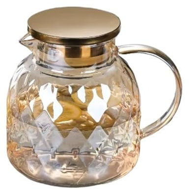 FAJNUZI2024 Water Carafe Heat Resistant Glass Cold Water Pitcher Fruit Tea Kettle Cold Water Jug Large Capacity For Home Use And Hospitality 1.4L Or 1.8L Water Jugs(1800ml)