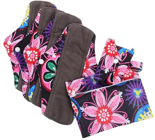 DEARMAMY 6stücke Wiederverwendbare Bambuskohle Menstruationspads Waschbare Slipeinlagen Mit Starkem Saugvermögen Und Natürlich Geruchshemmend Inkl Tragbarer Aufbewahrungstasche Atmungsaktiv