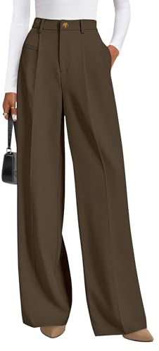 PRETTYGARDEN Womens Wide Leg Dress Pants 2026 Business Casual Flowy Work Palazzo Pants High Waisted Slacks Trousers (Coffee,Medium)