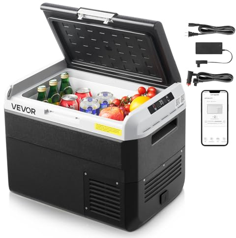 VEVOR Frigorifero da Auto Portatile 60W, Frigo Portatile Compressore Capienza 30 Litri Zona Singola Temperatura Regolabile da -20℃ a 20℃, Frigorifero da Esterno Campeggio Picnic CC 12/24V CA 100-240V